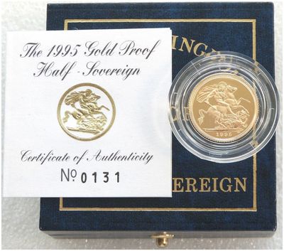 1995 St George and the Dragon Half Sovereign Gold Proof Coin Box Coa