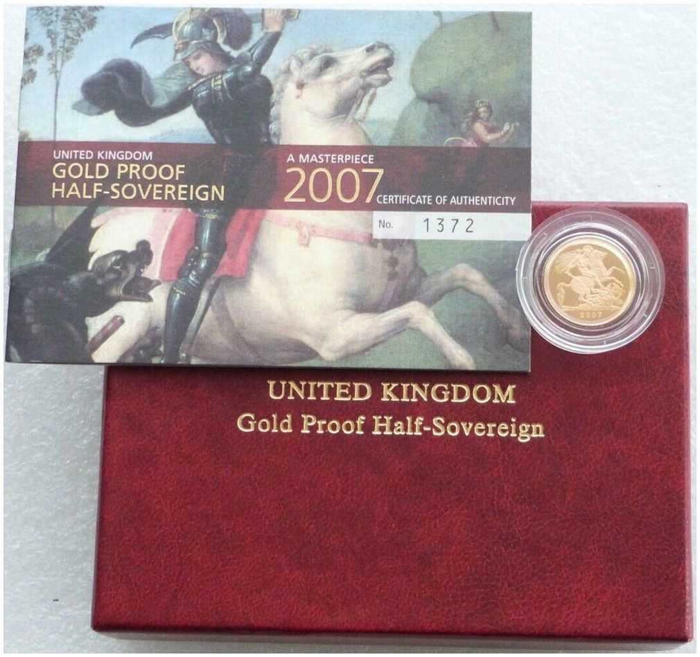 2007 St George and the Dragon Half Sovereign Gold Proof Coin Box Coa