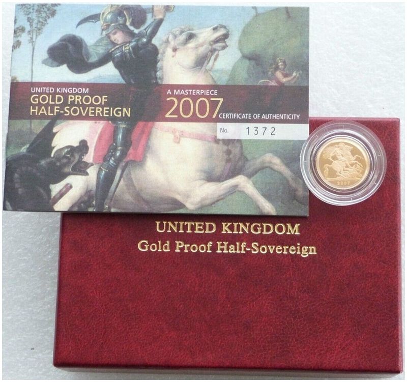 2007 St George and the Dragon Half Sovereign Gold Proof Coin Box Coa
