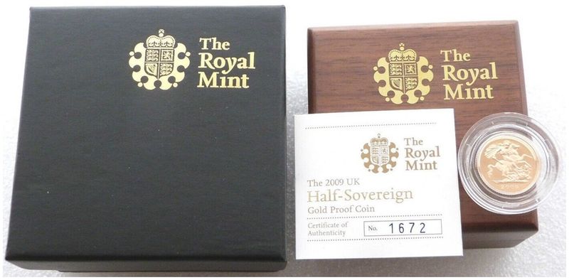 2009 St George and the Dragon Half Sovereign Gold Proof Coin Box Coa