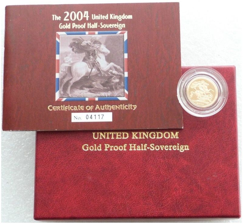2004 St George and the Dragon Half Sovereign Gold Proof Coin Box Coa