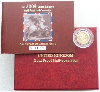 2004 St George and the Dragon Half Sovereign Gold Proof Coin Box Coa