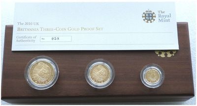 2010 Britannia Gold Proof 3 Coin Set Box Coa