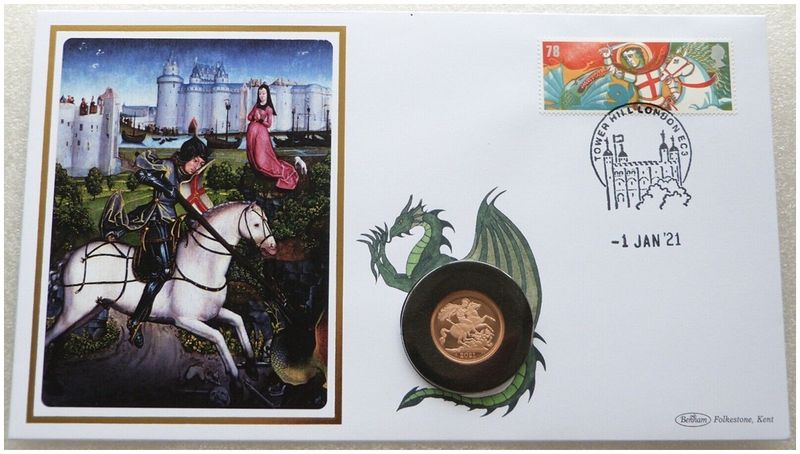 2021 Queens 95th Birthday Privy Full Sovereign Gold Proof Coin First Day Cover