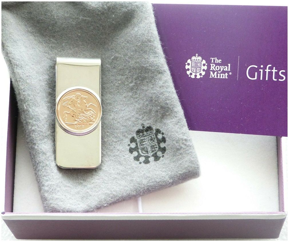2019 St George and the Dragon Half Sovereign Gold Coin Sterling Silver Money Clip