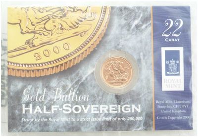 2000 St George and the Dragon Half Sovereign Gold Coin Mint Card
