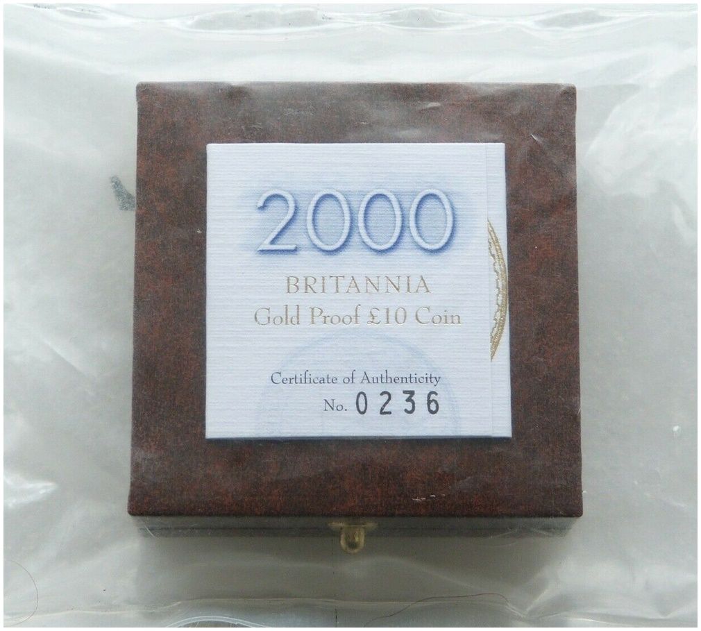 2000 Britannia £10 Gold Proof 1/10oz Coin Box Coa Sealed
