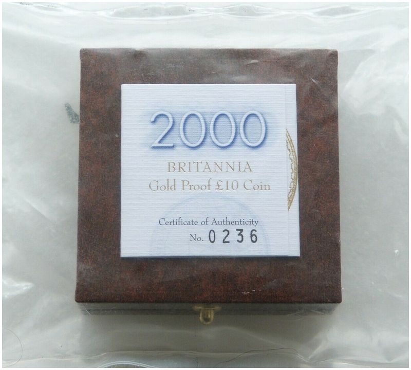 2000 Britannia £10 Gold Proof 1/10oz Coin Box Coa Sealed