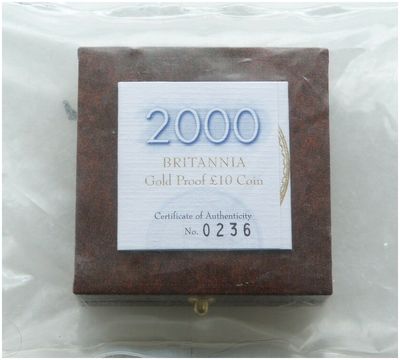 2000 Britannia £10 Gold Proof 1/10oz Coin Box Coa Sealed