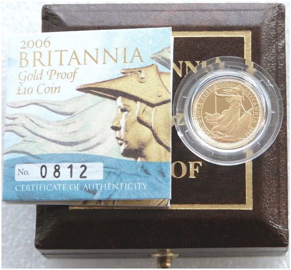 2006 Britannia £10 Gold Proof 1/10oz Coin Box Coa