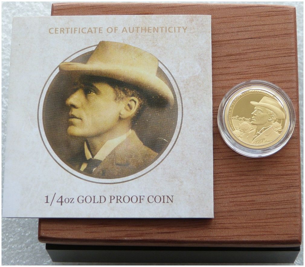 2014-P Australia Banjo Paterson $25 Gold Proof 1/4oz Coin Box Coa