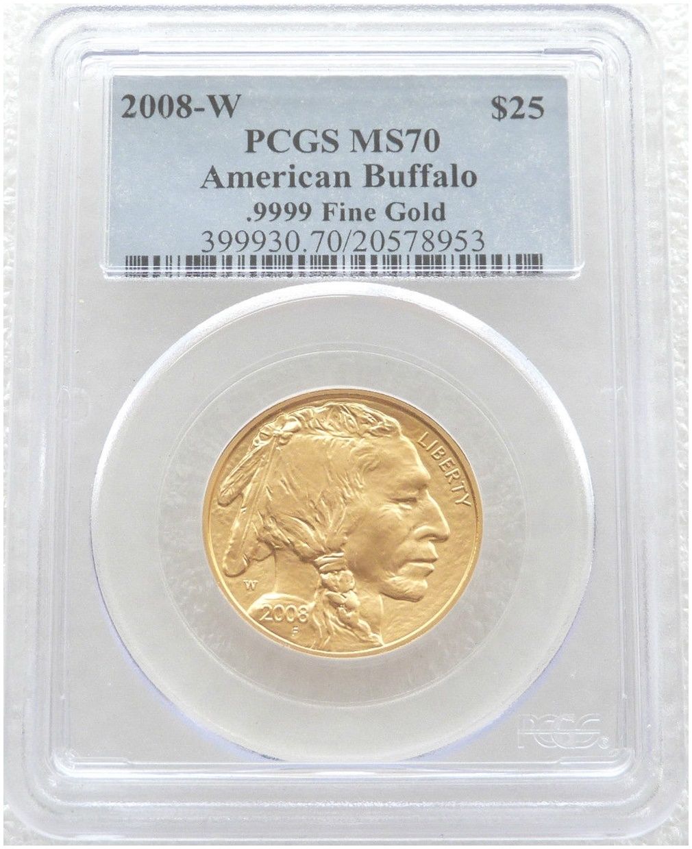 2008-W American Buffalo $25  Gold 1/2oz Coin PCGS MS70