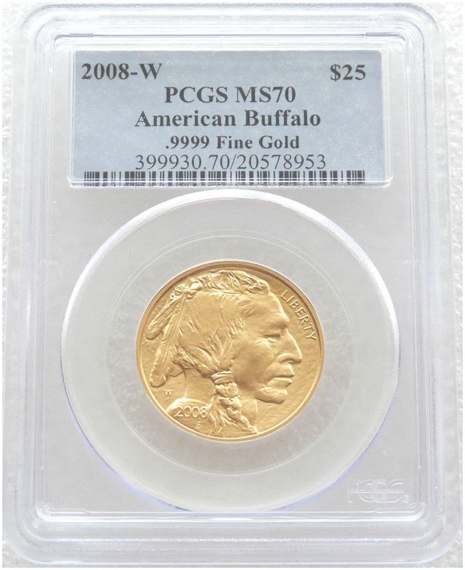 2008-W American Buffalo $25  Gold 1/2oz Coin PCGS MS70