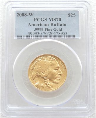 2008-W American Buffalo $25  Gold 1/2oz Coin PCGS MS70
