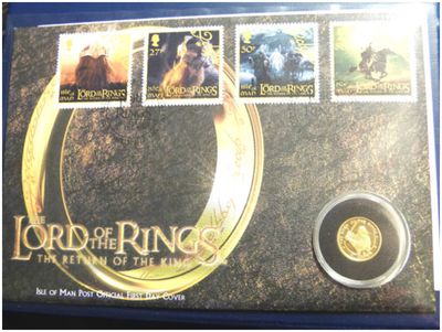 2003 Isle of Man Manx Lord of the Rings Gold Proof 1/10oz Crown Coin First Day Cover