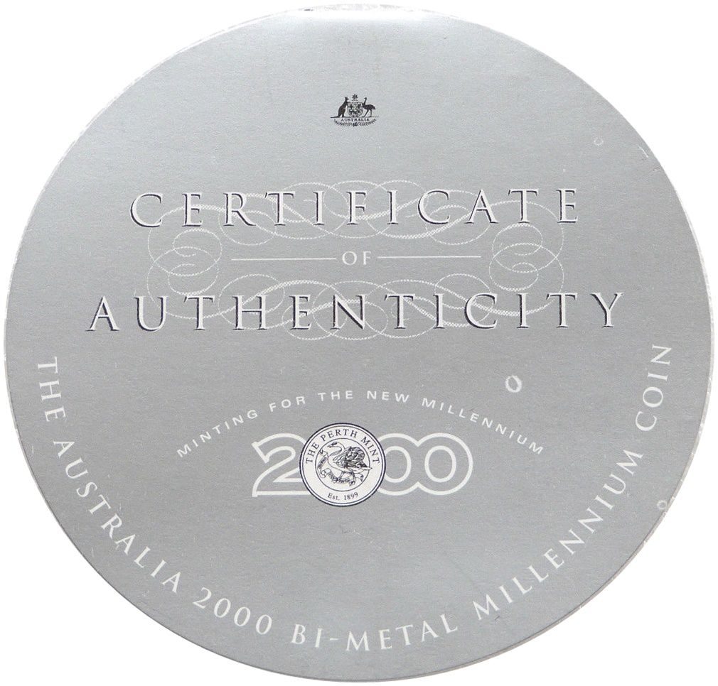 2000年 ミレニアムデザイン 銀 2000 Australia Millennium Bi-Metal $20 Gold Silver Proof Coin Box Coa
