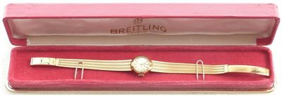 1970 - 1980 Vintage Ladies Swiss Breitling Gold Watch Solid 18 Carat Gold Boxed