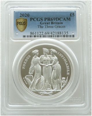 2020 Great Engravers Three Graces £5 Silver Proof 2oz Coin PCGS PR69 DCAM