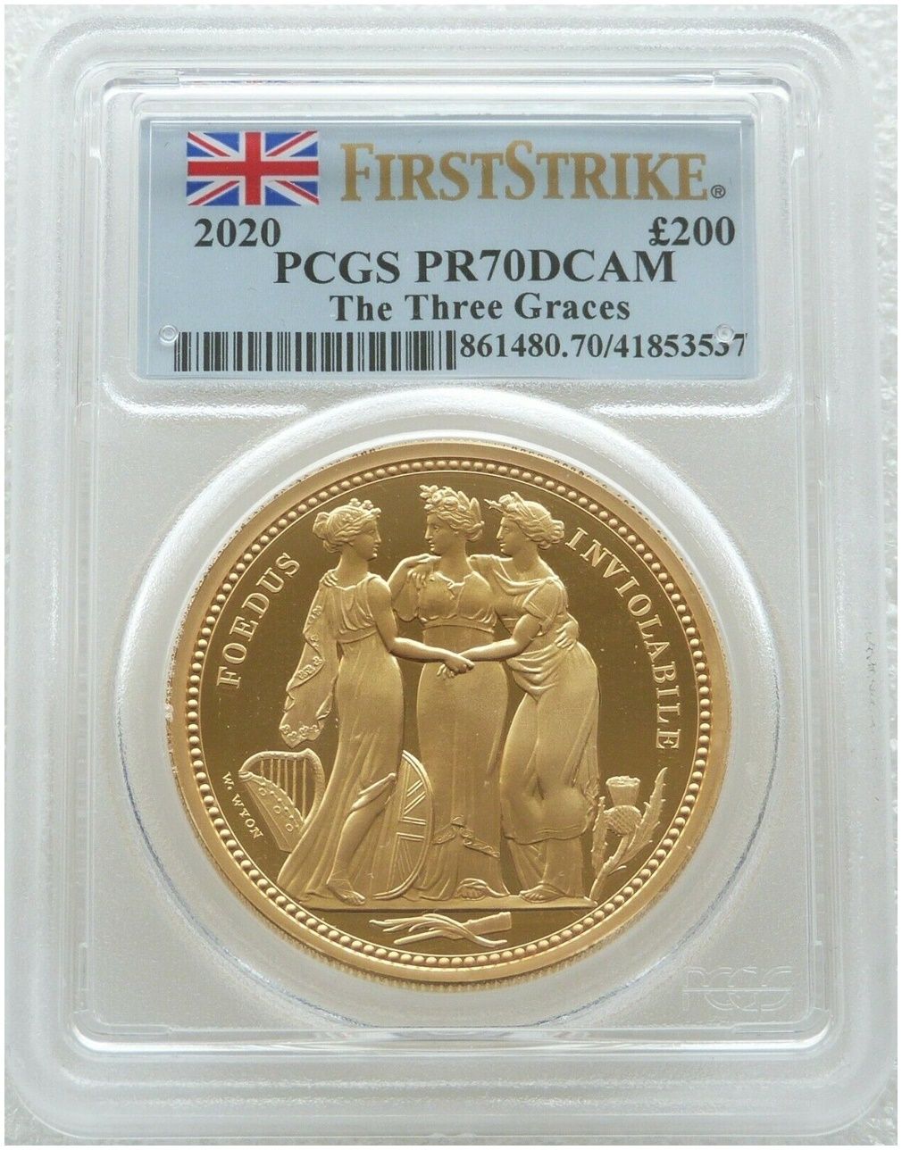 2020 Great Engravers Three Graces £200 Gold Proof 2oz Coin PCGS PR70 DCAM First Strike