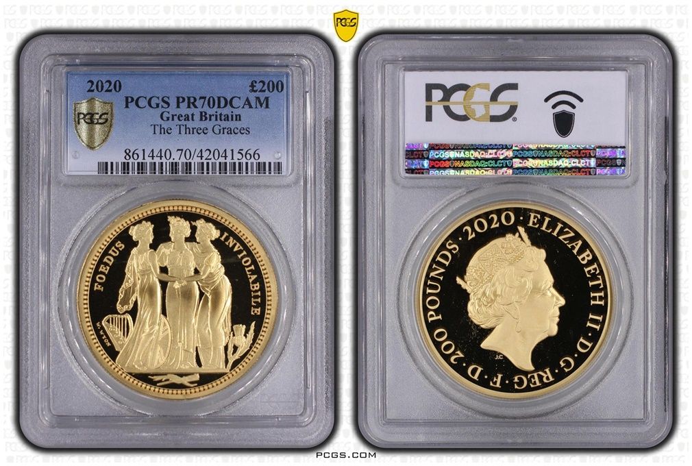 2020 Great Engravers Three Graces £200 Gold Proof 2oz Coin PCGS PR70 DCAM