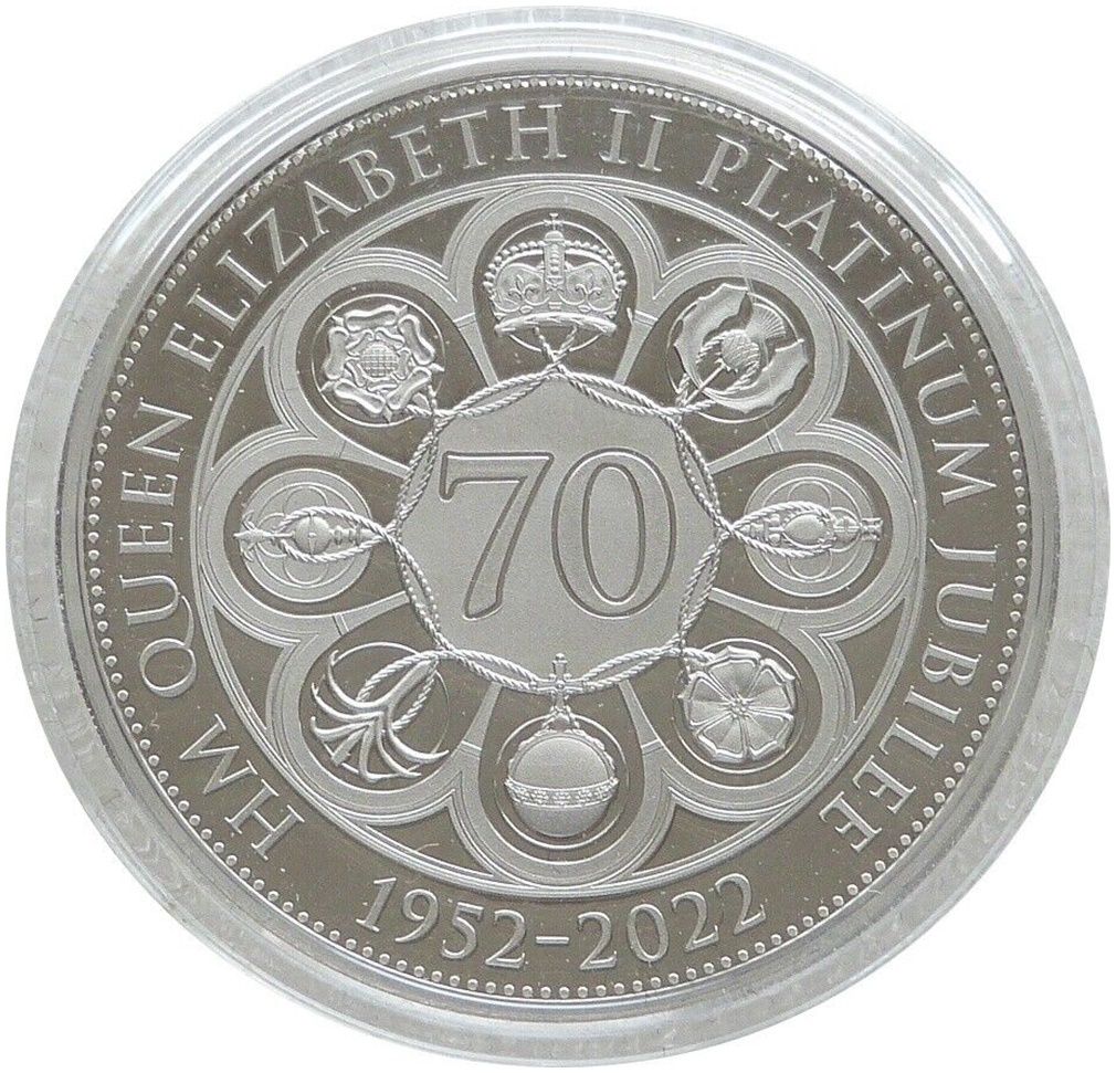 2022 Guernsey Platinum Jubilee £5 Platinum Proof 1oz Coin Box Coa