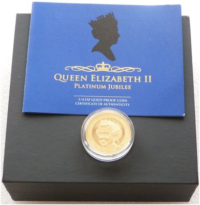 2022 New Zealand Platinum Jubilee $10 Gold Proof 1/4oz Coin Box Coa