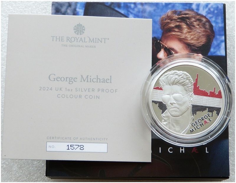 2024 Music Legends George Michael £2 Silver Proof 1oz Coin Box Coa