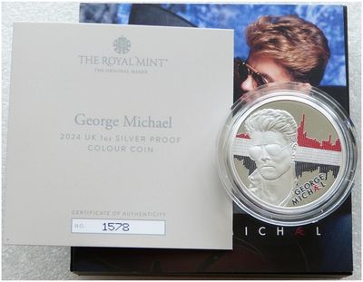 2024 Music Legends George Michael £2 Silver Proof 1oz Coin Box Coa
