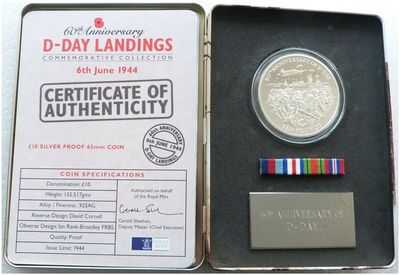 2004 Guernsey D-Day Landings £10 Silver Proof 5oz Coin Box Coa