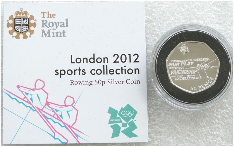 2011 London Olympic 2012 Sports Collection Rowing 50p Silver Coin Coa