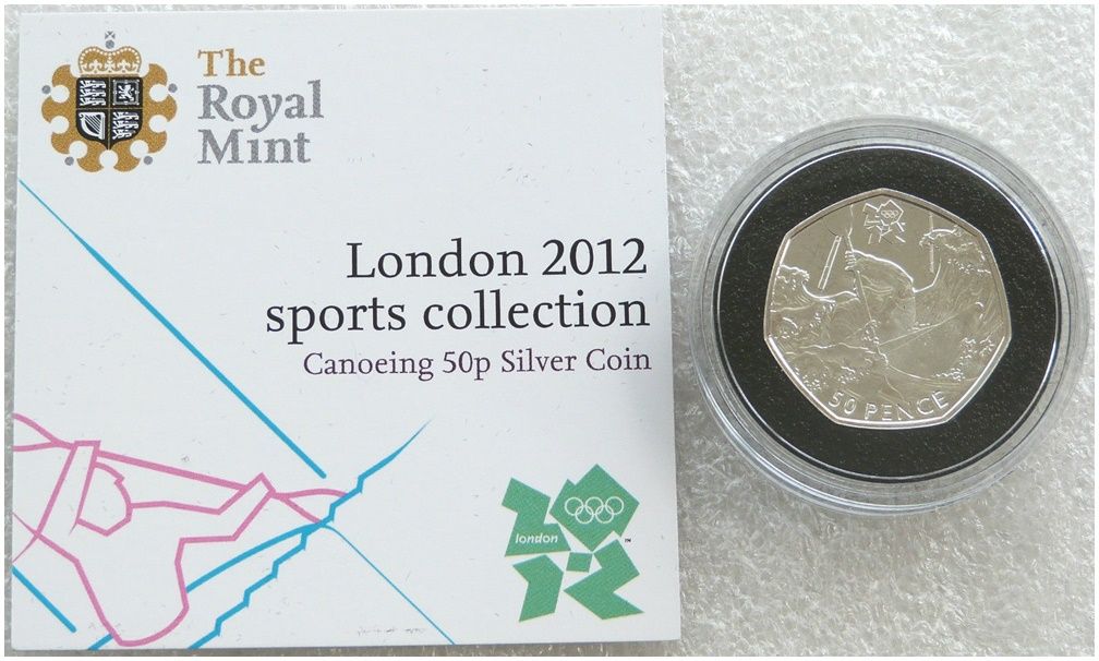 2011 London Olympic 2012 Sports Collection Canoeing 50p Silver Coin Coa