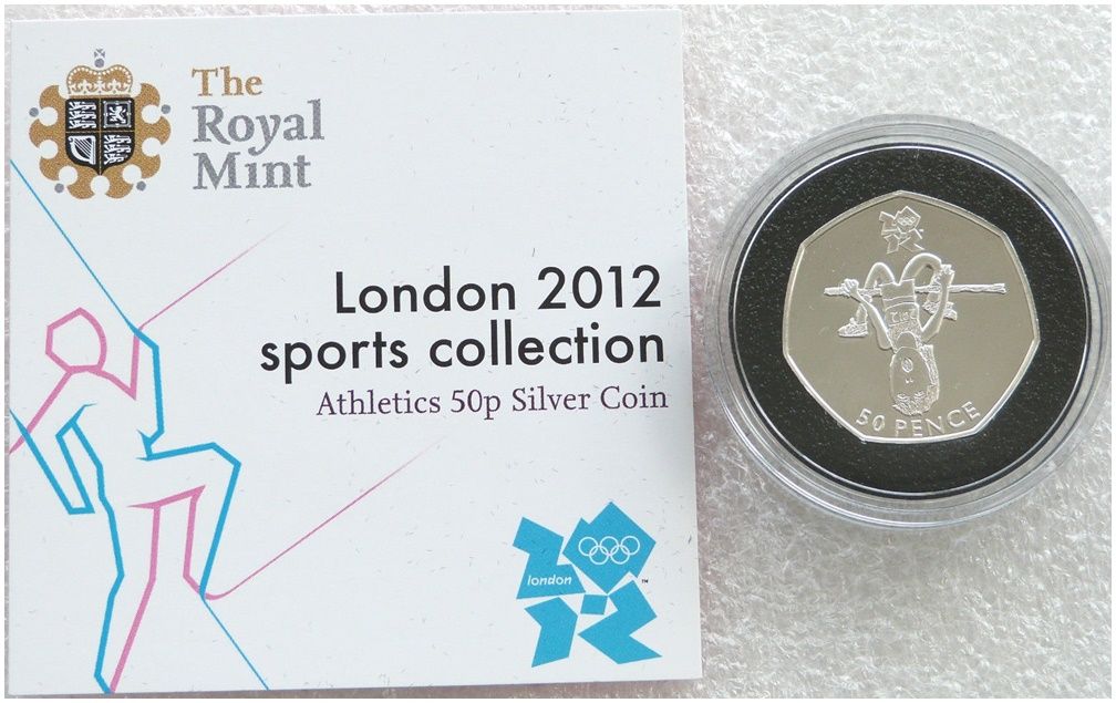 2011 London Olympic 2012 Sports Collection Athletics 50p Silver Coin Coa
