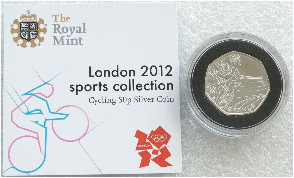 2011 London Olympic 2012 Sports Collection Cycling 50p Silver Coin Coa