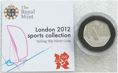 2011 London Olympic 2012 Sports Collection Sailing 50p Silver Coin Coa