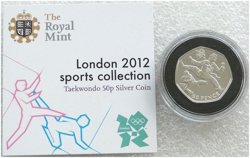 2011 London Olympic 2012 Sports Collection Taekwondo 50p Silver Coin Coa