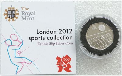 2011 London Olympic 2012 Sports Collection Tennis 50p Silver Coin Coa