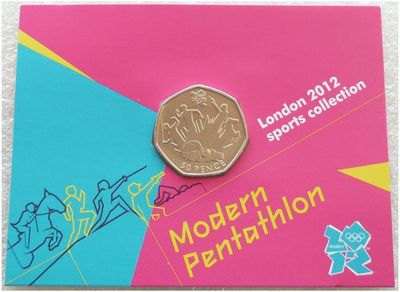 2011 London Olympic 2012 Sports Collection Modern Pentathlon 50p Brilliant Uncirculated Coin Mint Card