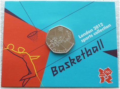 2011 London Olympic 2012 Sports Collection Basketball 50p Brilliant Uncirculated Coin Mint Card