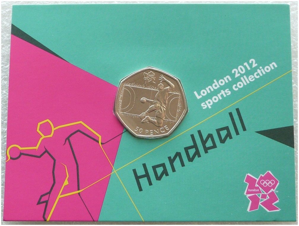 2011 London Olympic 2012 Sports Collection Handball 50p Brilliant Uncirculated Coin Mint Card