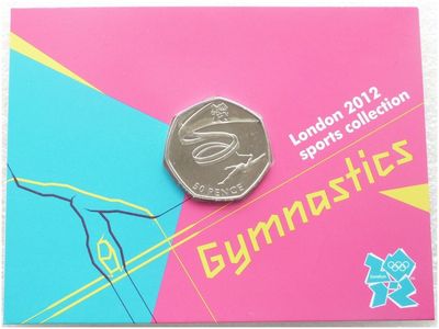 2011 London Olympic 2012 Sports Collection Gymnastics 50p Brilliant Uncirculated Coin Mint Card