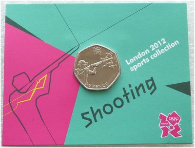 2011 London Olympic 2012 Sports Collection Shooting 50p Brilliant Uncirculated Coin Mint Card