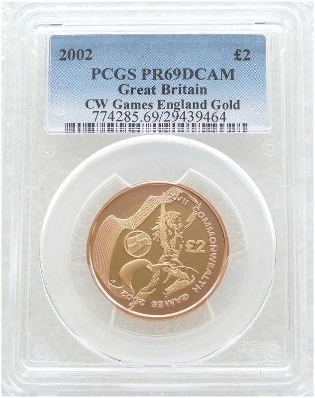 2002 Commonwealth Games England £2 Gold Proof Coin PCGS PR69 DCAM