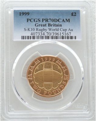 1999 Rugby World Cup £2 Gold Proof Coin PCGS PR70 DCAM