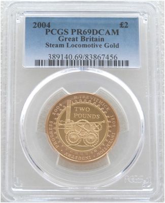 2004 Trevithick Steam Locomotive £2 Gold Proof Coin PCGS PR69 DCAM
