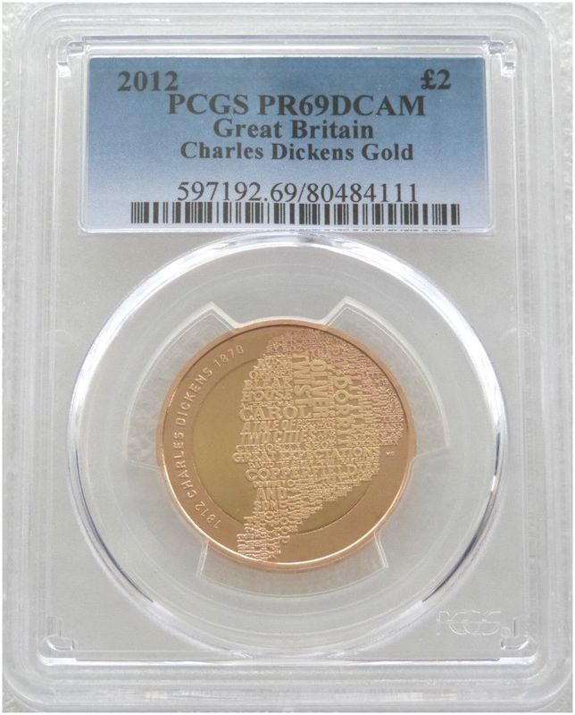 2012 Charles Dickens £2 Gold Proof Coin PCGS PR69 DCAM 2012 Charles Dickens £2 Gold Proof Coin PCGS PR69 DCAM