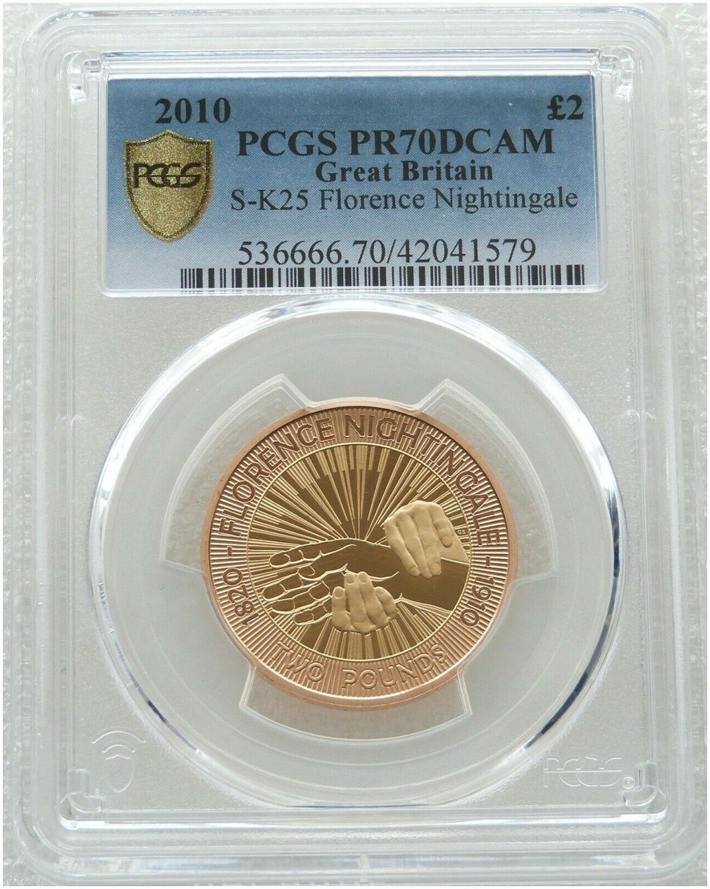 2010 Florence Nightingale £2 Gold Proof Coin PCGS PR70 DCAM