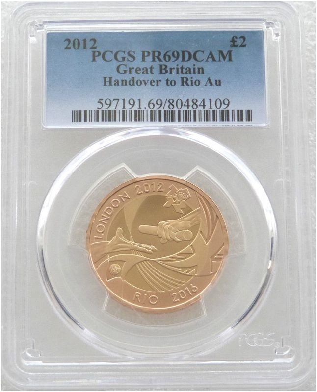 2012 London Olympic Games Handover to Rio £2 Gold Proof Coin PCGS PR69 DCAM