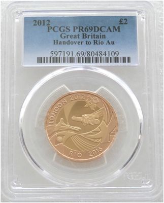 2012 London Olympic Games Handover to Rio £2 Gold Proof Coin PCGS PR69 DCAM