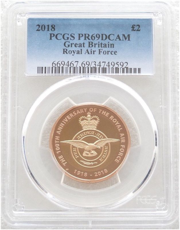 2018 Royal Air Force RAF Emblem £2 Gold Proof Coin PCGS PR69 DCAM