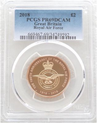 2018 Royal Air Force RAF Emblem £2 Gold Proof Coin PCGS PR69 DCAM